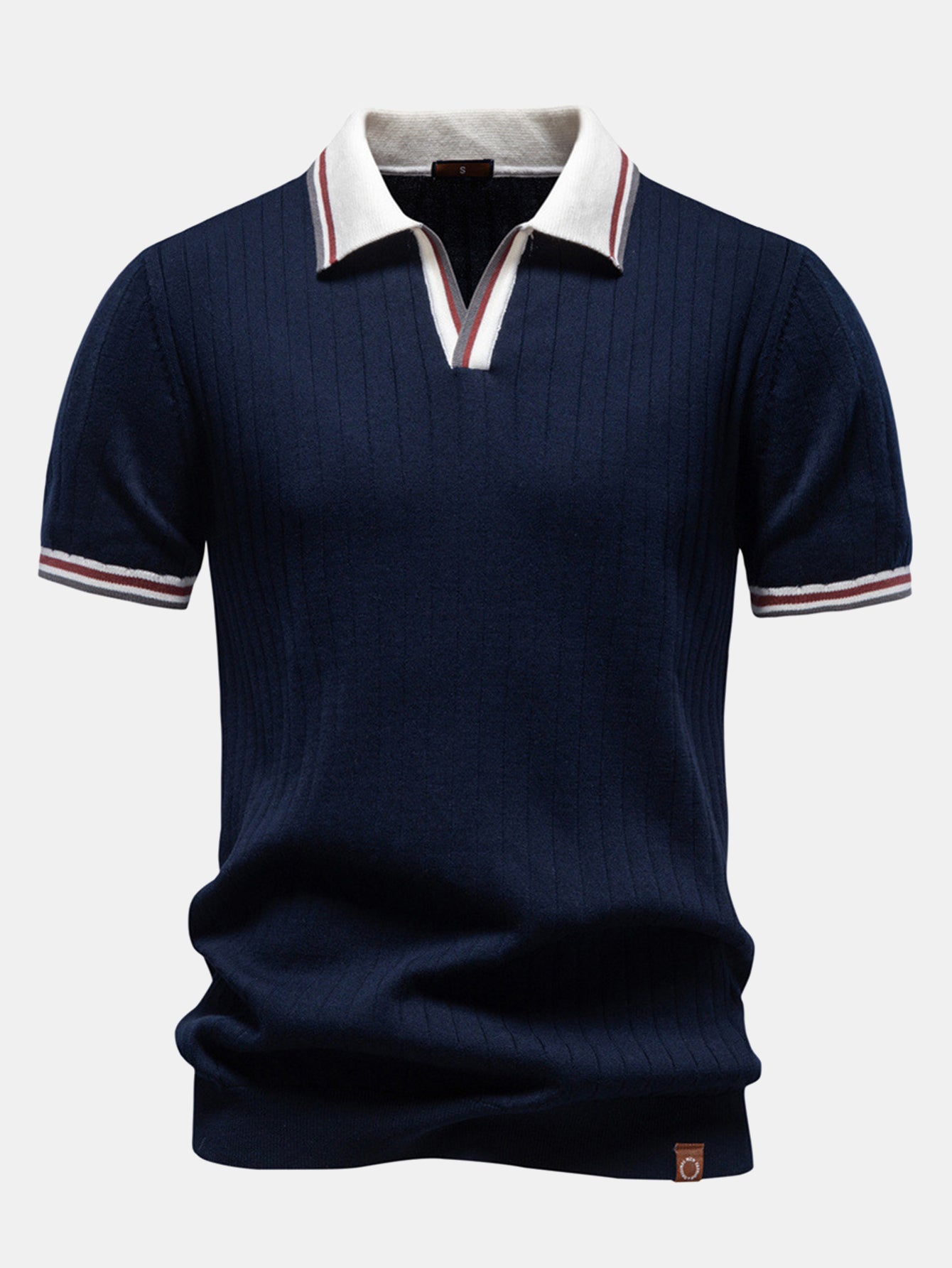Contrast Trim Johnny Collar Polo