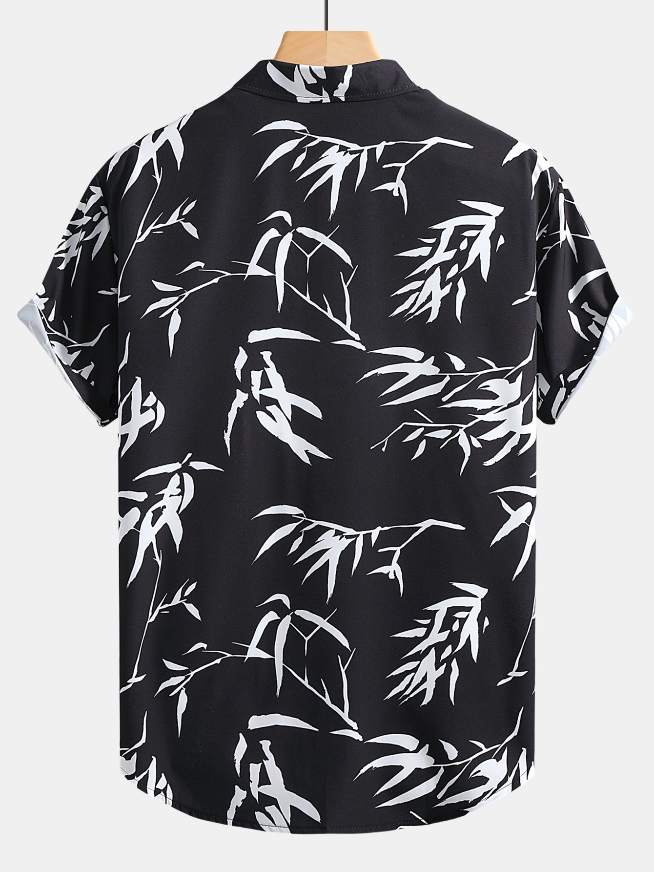 Bamboo Leaves Print Button Up Shirt