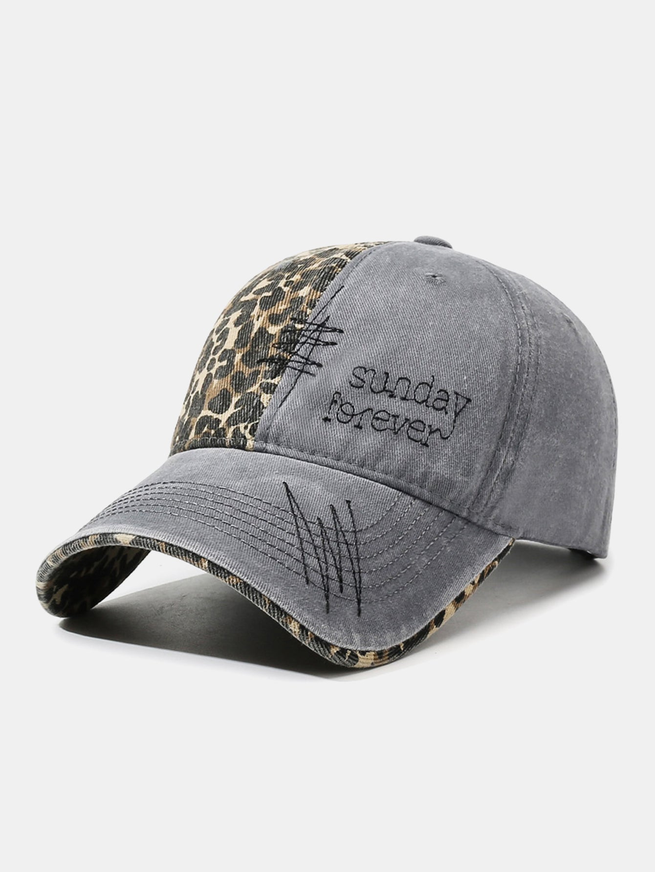 American Vintage Leopard Print Letter Embroidery Baseball Cap
