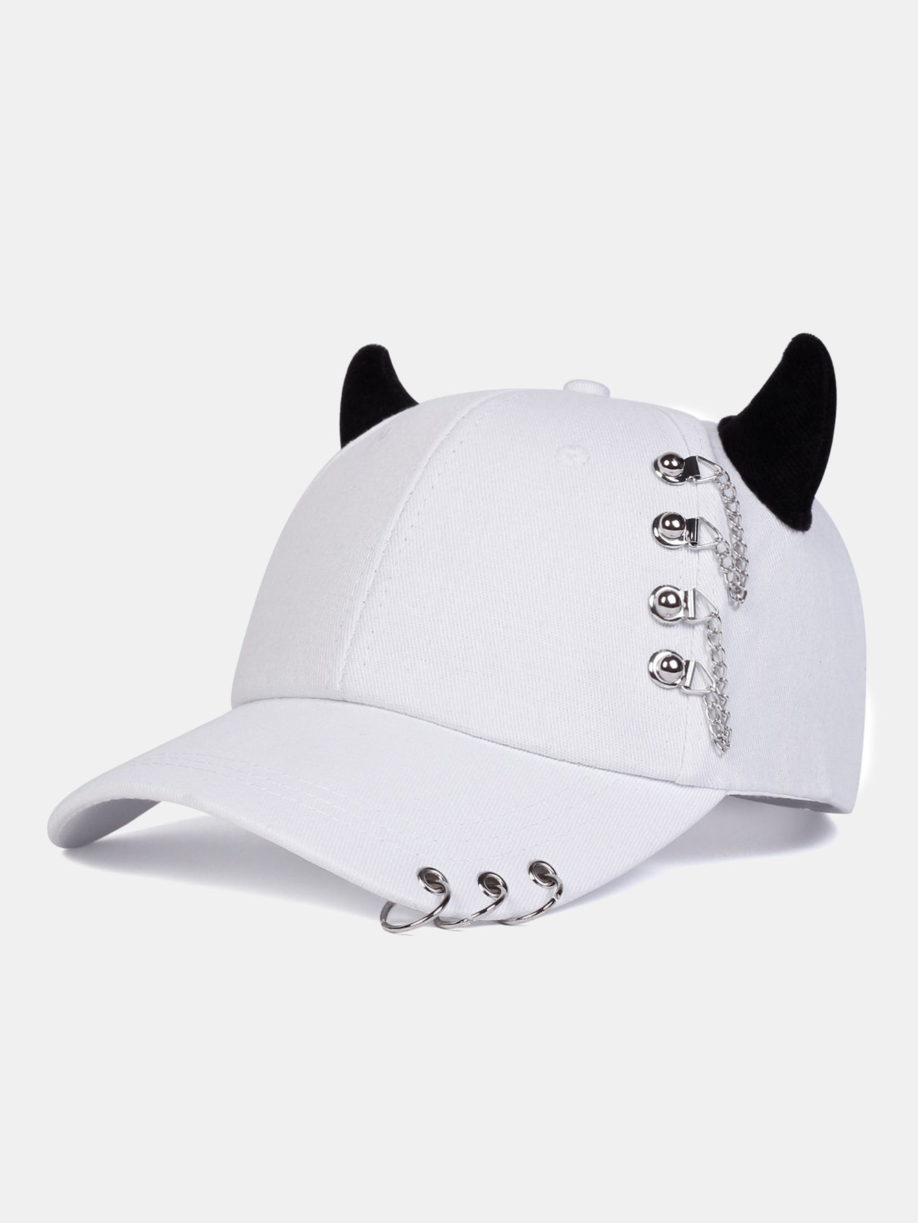 Cat Ear Shaped Metal Chain Embellished Hip Hop Baseball Cap Music-Fest Y2K-Fest