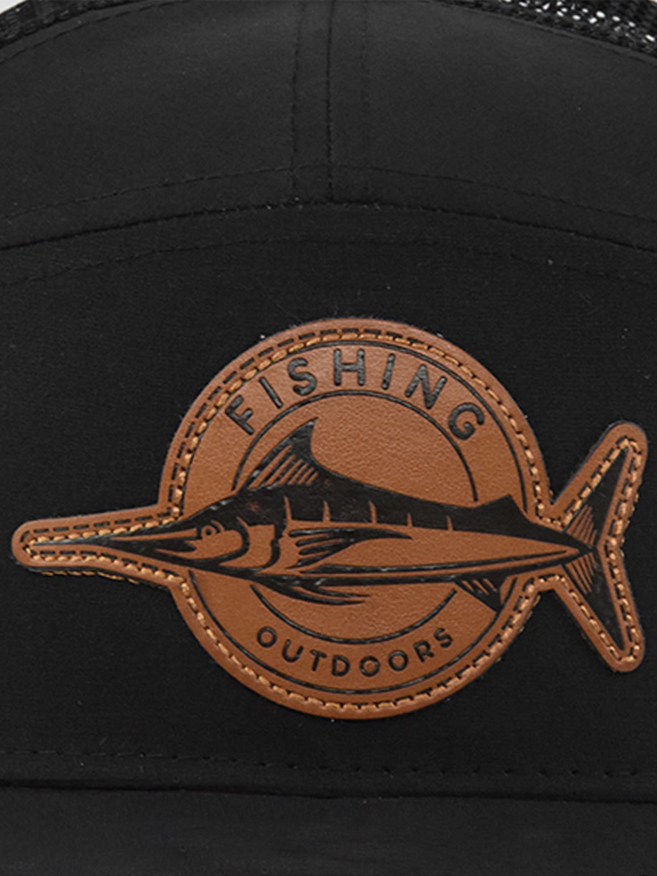 Fish-shaped Logo Truck Hat With Breathable Mesh Back Hood