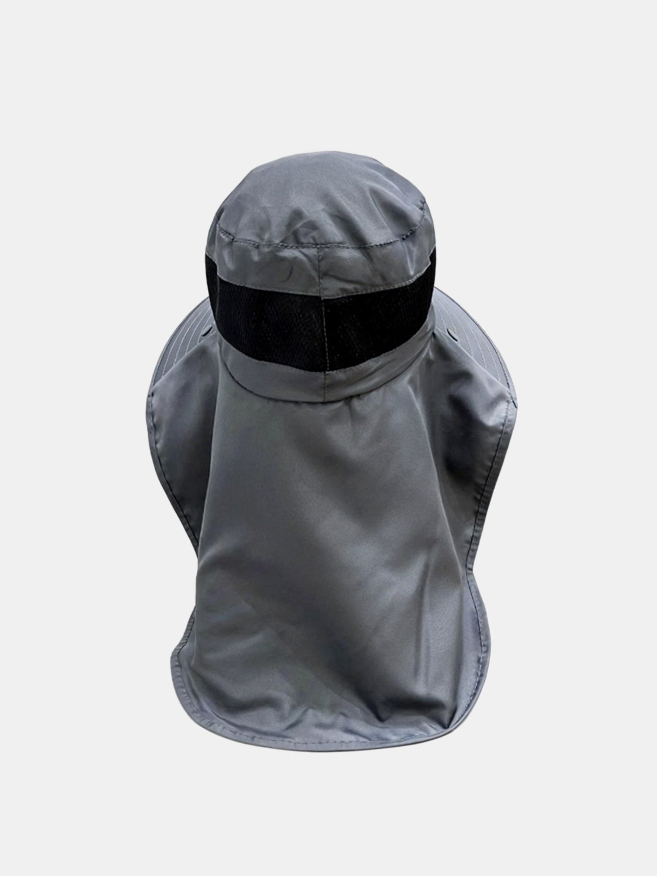 Wide-Brimmed Bucket Hat With Detachable Face And Neck Flap — Features Breathable Mesh Material And Adjustable Drawstring
