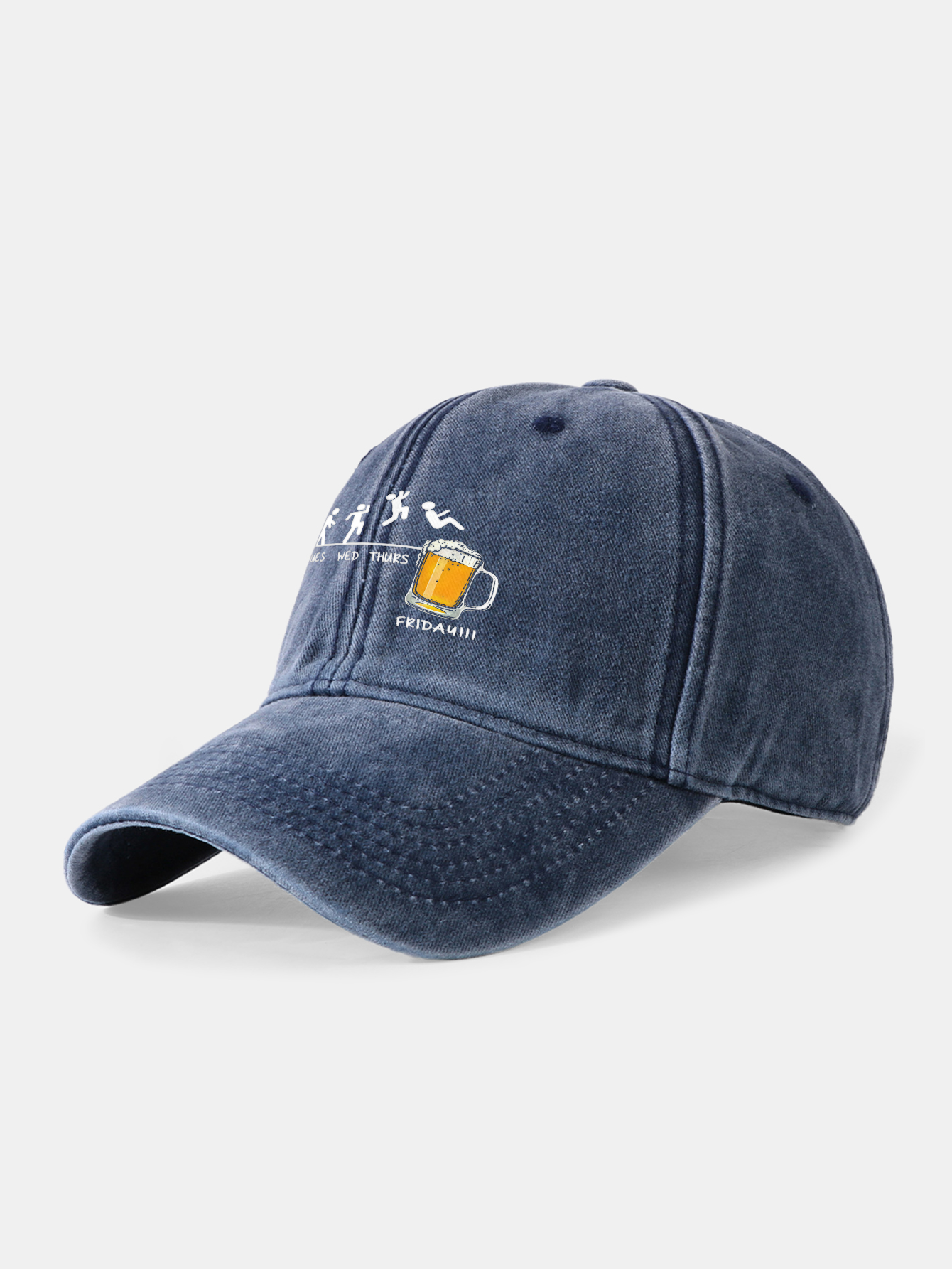 Beer Weekly Plan Print Washed Baseball Cap