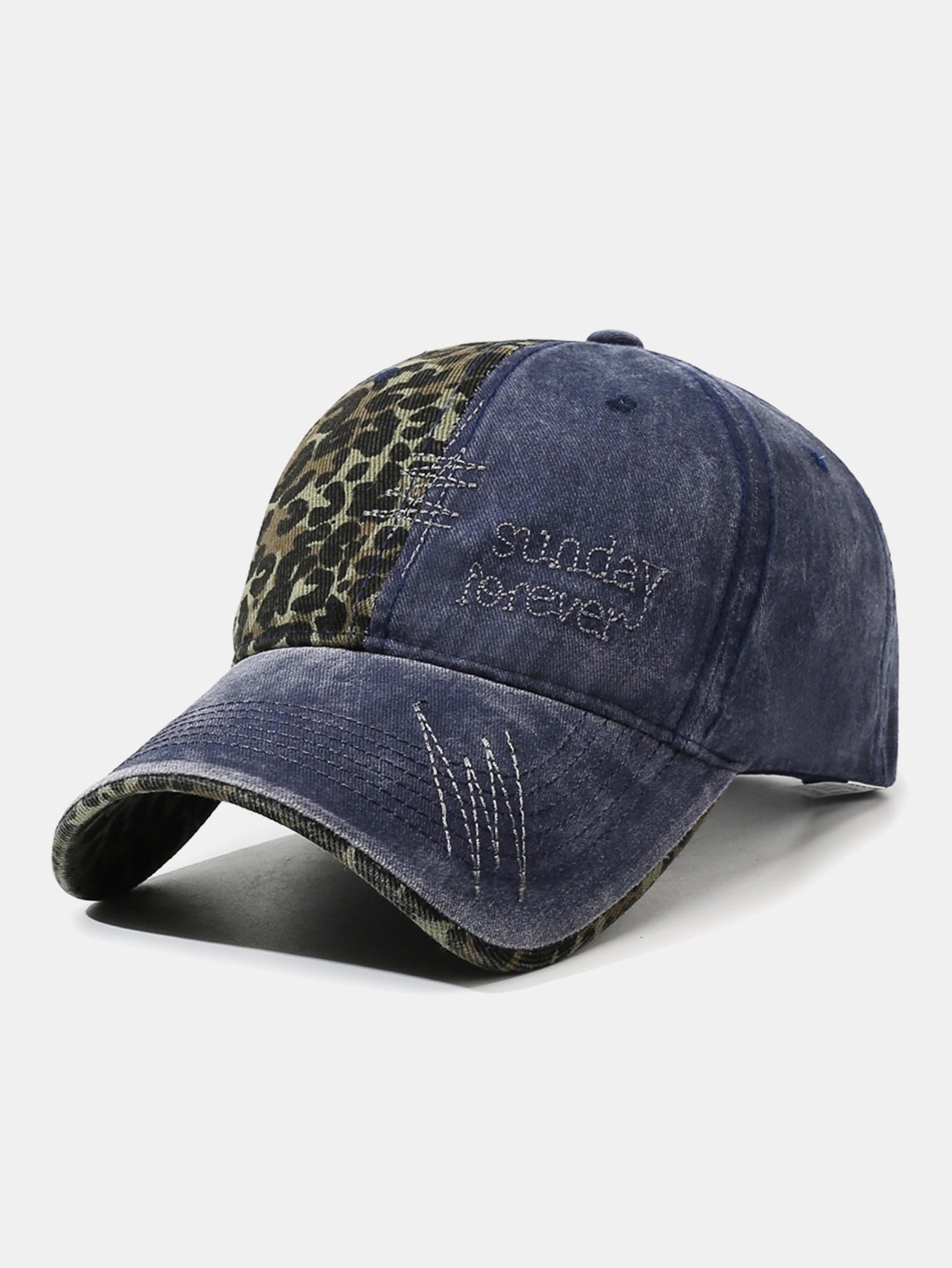 American Vintage Leopard Print Letter Embroidery Baseball Cap