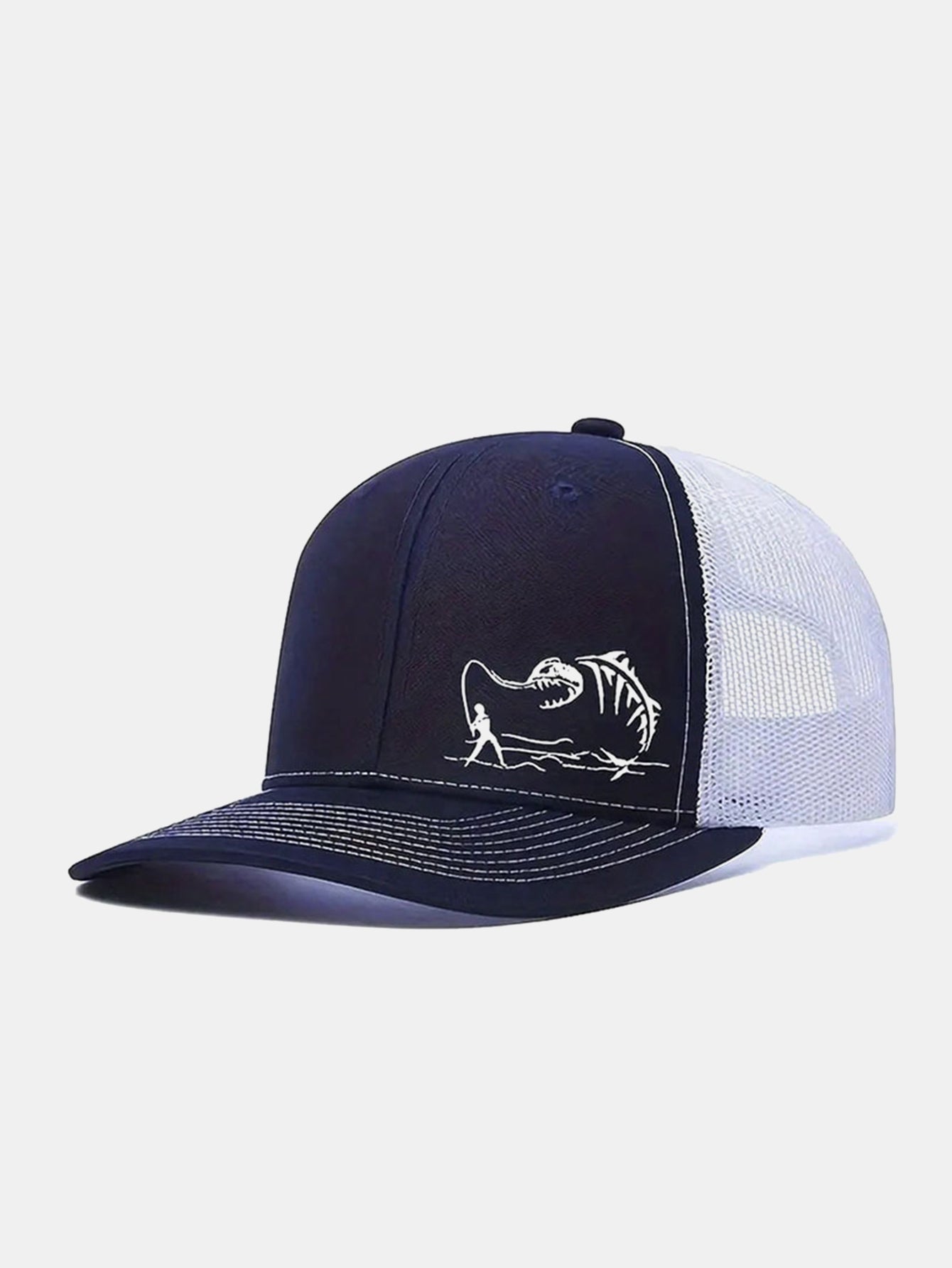 Printed Fishing Mesh Baseball Cap Suitable For Outdoor Vacations Camping