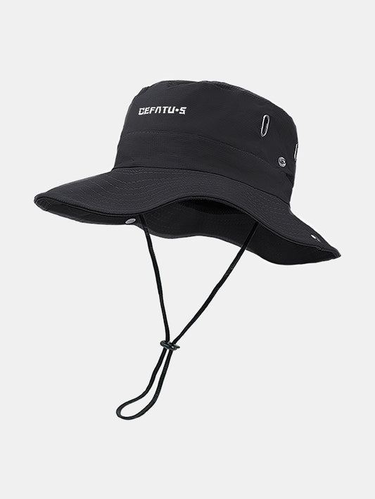 Outdoor Wide-Brimmed Sun Hat With Foldable Brim And Elastic Breathable Mesh Face Mask