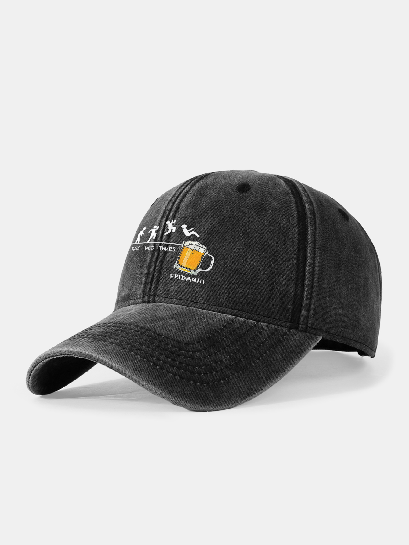 Beer Weekly Plan Print Washed Baseball Cap