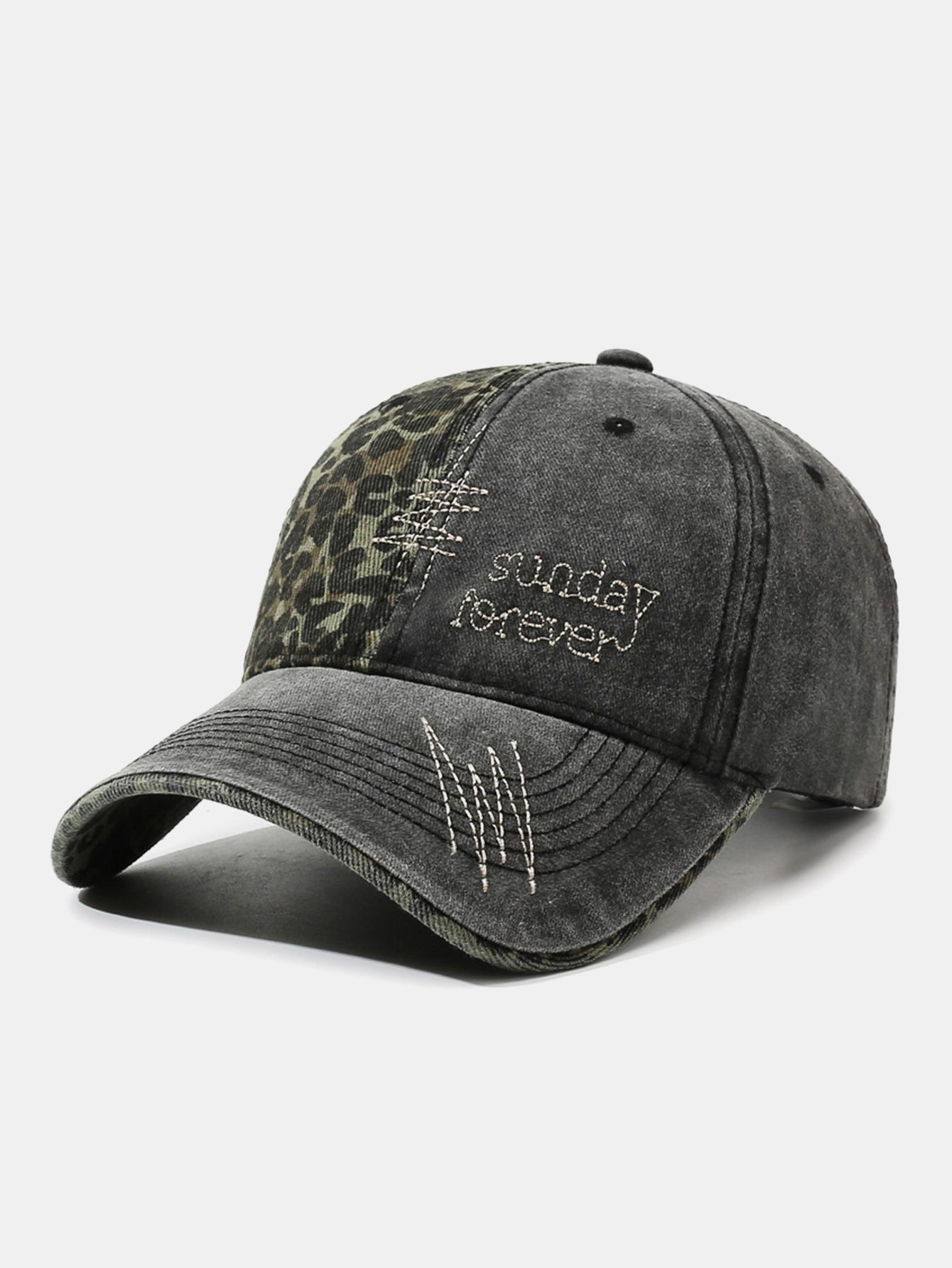 American Vintage Leopard Print Letter Embroidery Baseball Cap