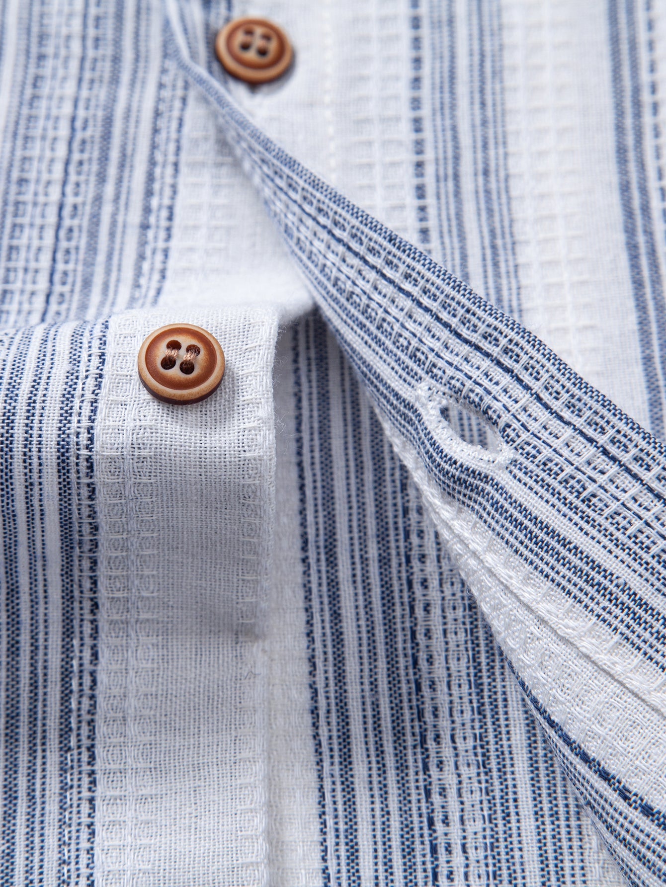 Stripe Linen Look Button Up Shirt & Crinkle Textured Drawstring 5" Shorts