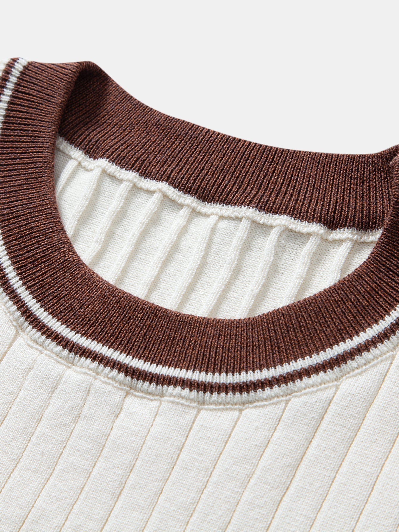 Contrast Trim Crew Neck Knit T-Shirt