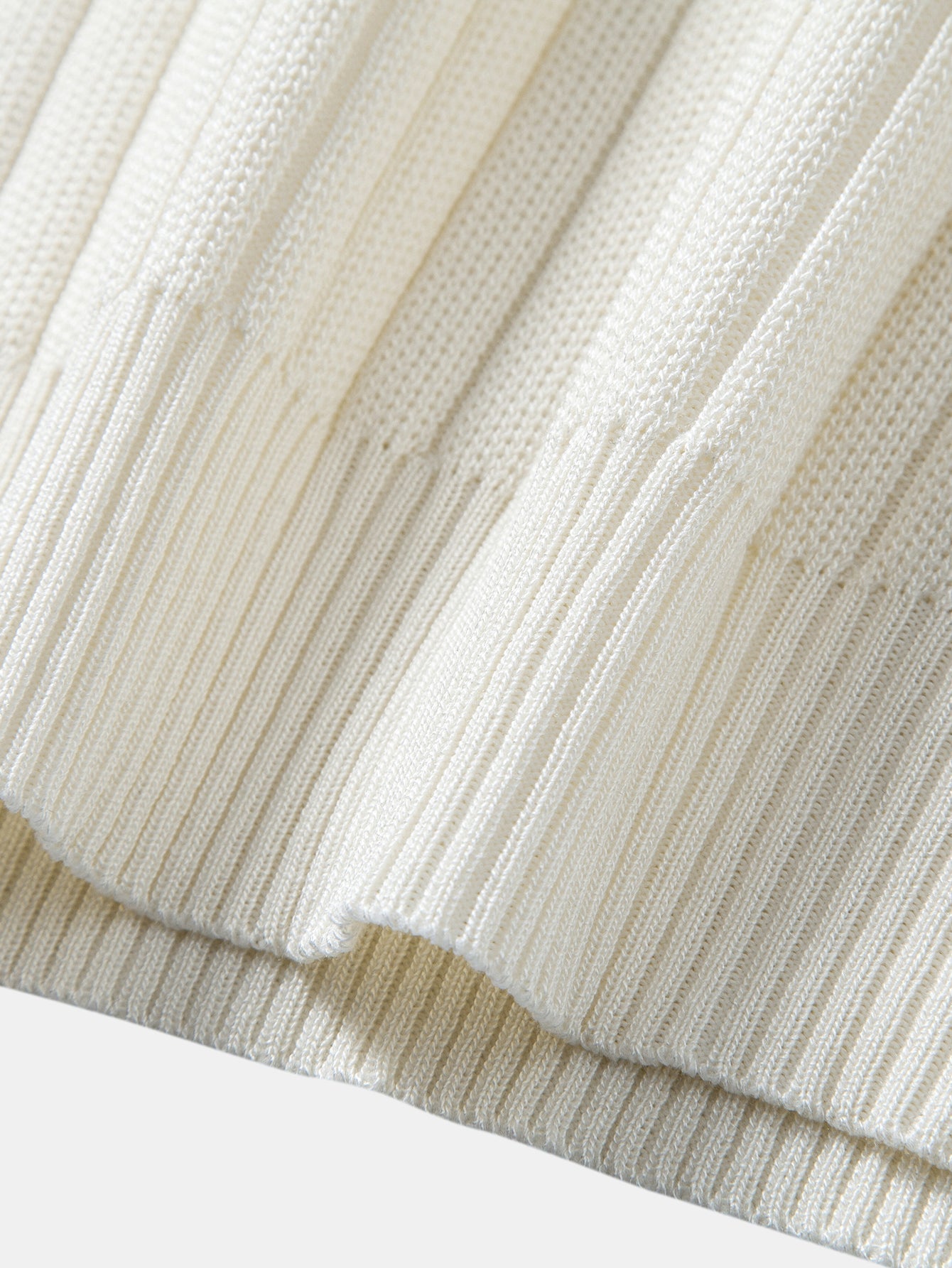 Ribbed Crew Neck Knit T-Shirt