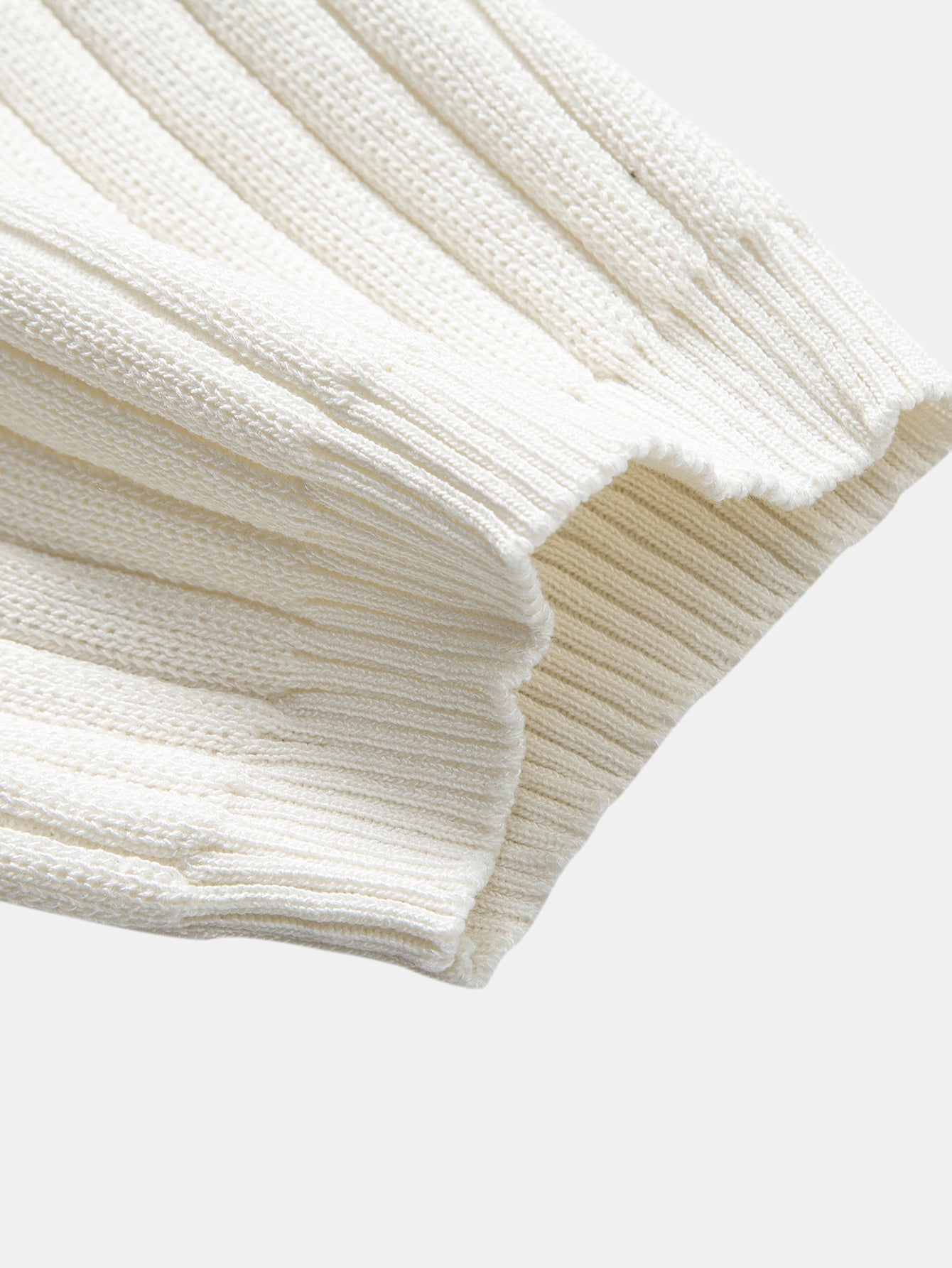 Ribbed Mock Neck Knit T-Shirt