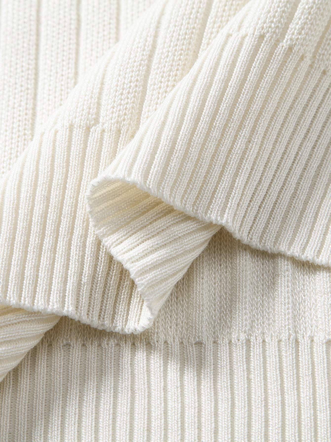 Ribbed Mock Neck Knit T-Shirt