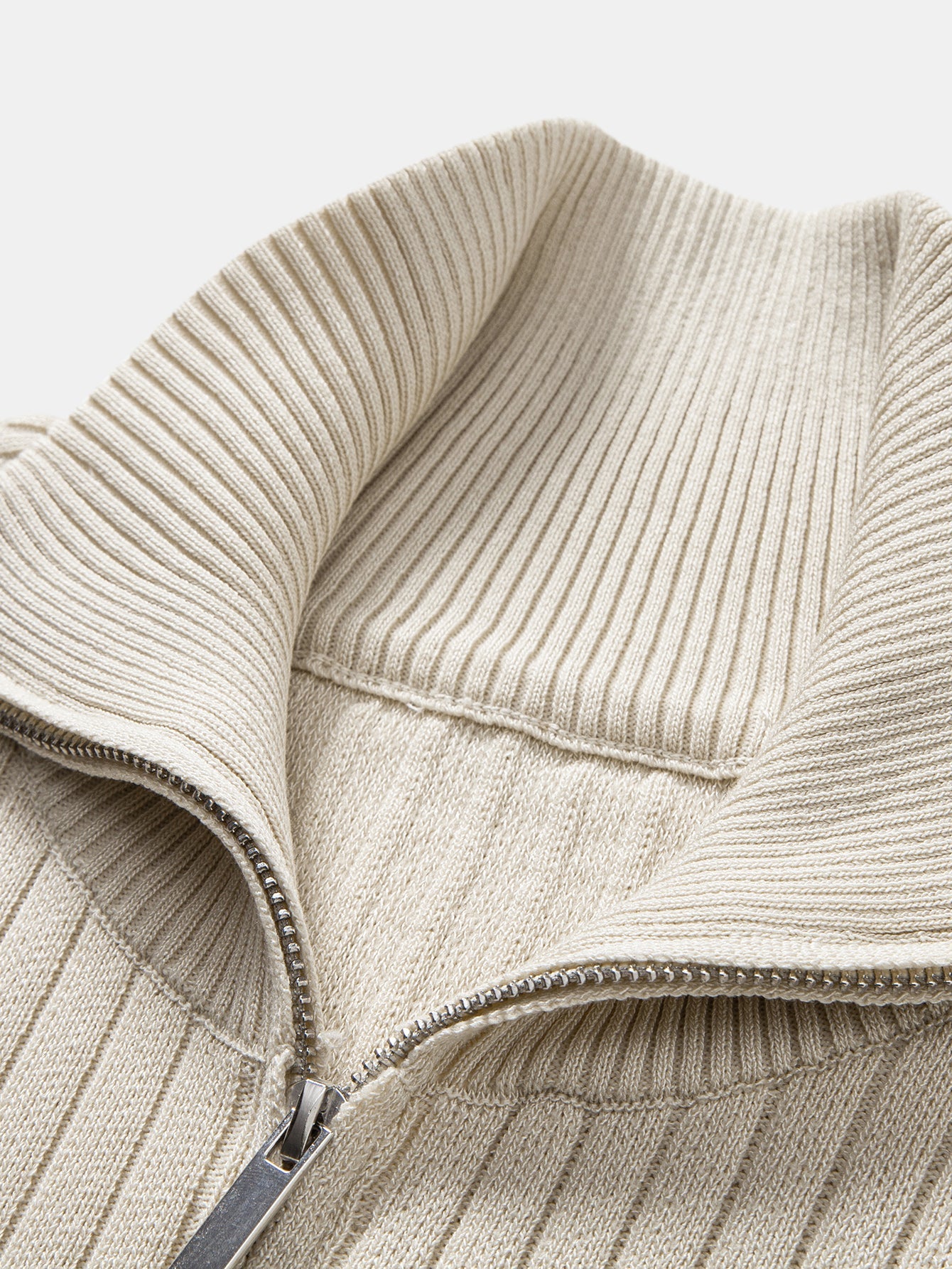Ribbed Quarter Zip Knit Polo
