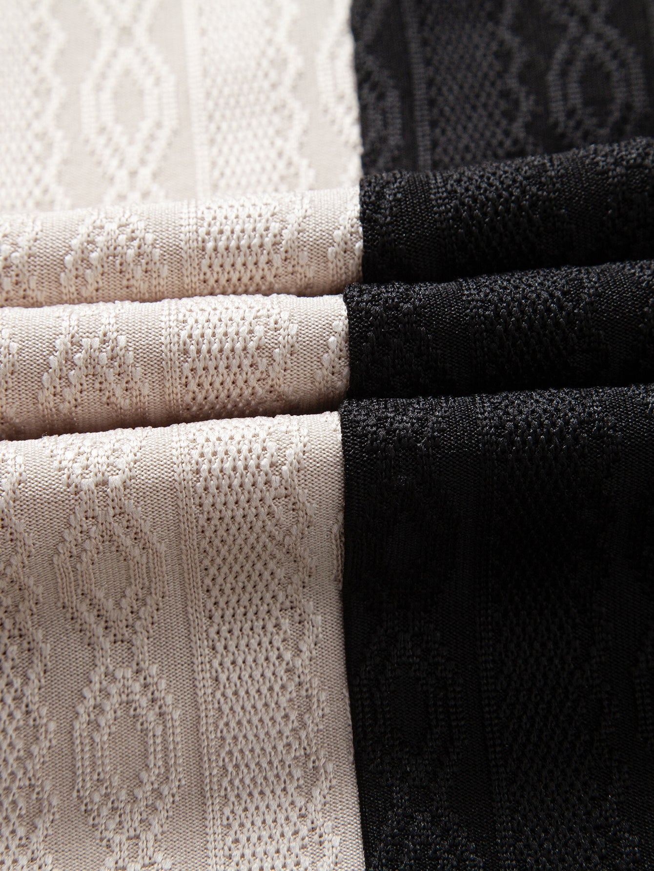 Two Tone Twisted Jacquard Zipper Knit Polo