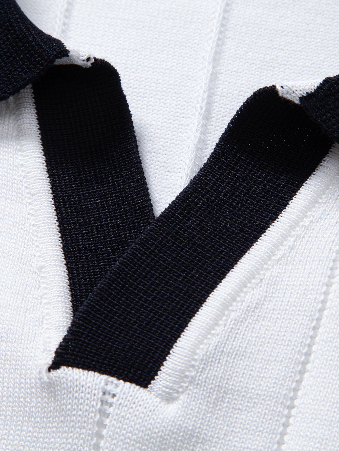 Contrast Trim Ribbed Johnny Collar Knit Polo