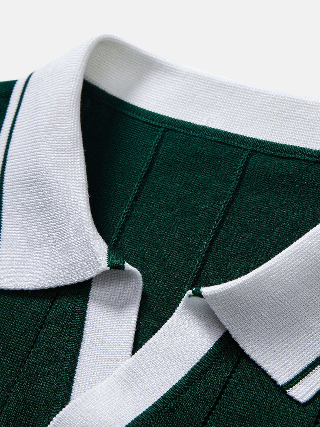 Contrast Trim Ribbed Johnny Collar Knit Polo