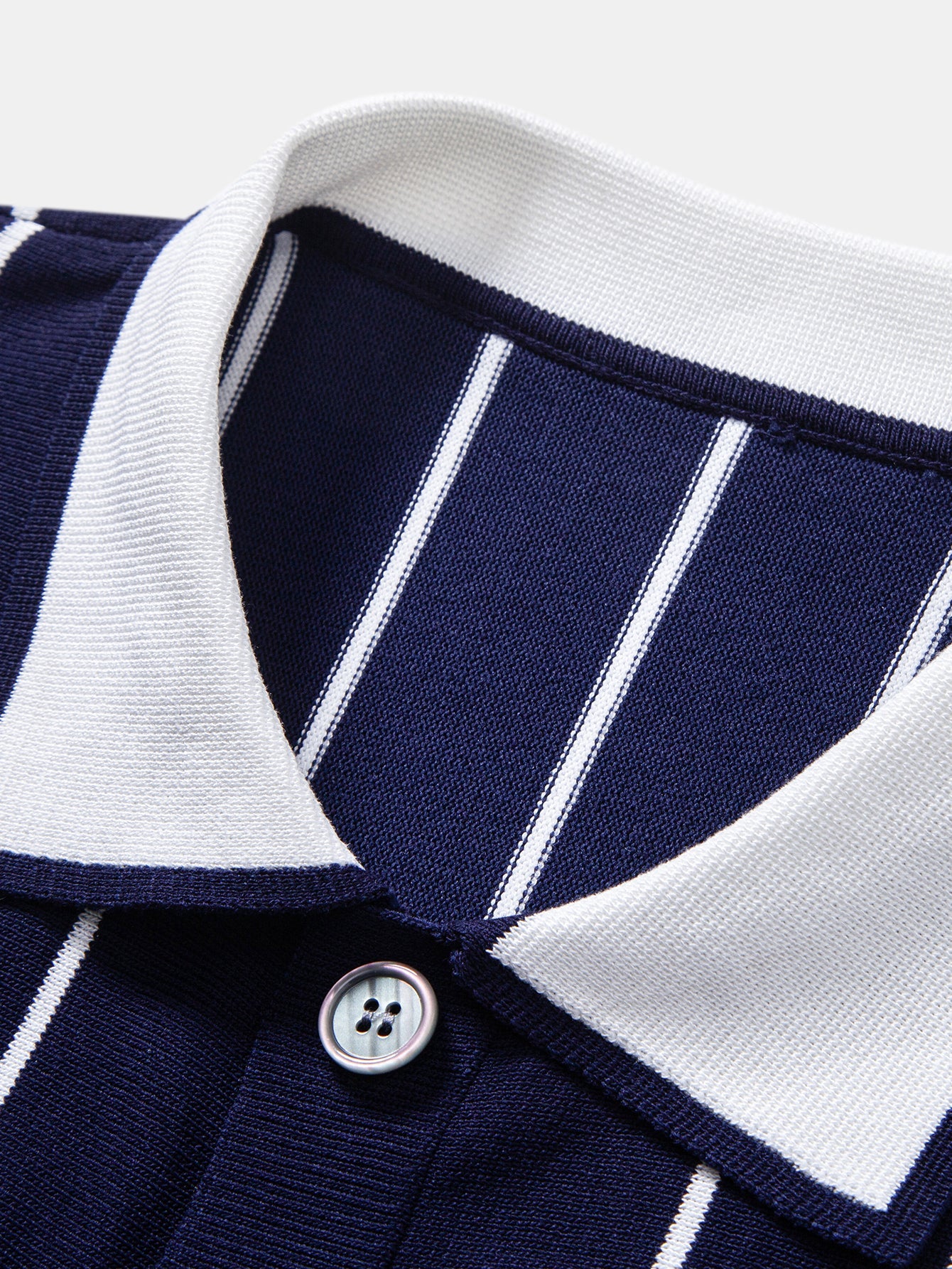 Stripe Button Up Knit Shirt & Straight Leg Ribbed Pants