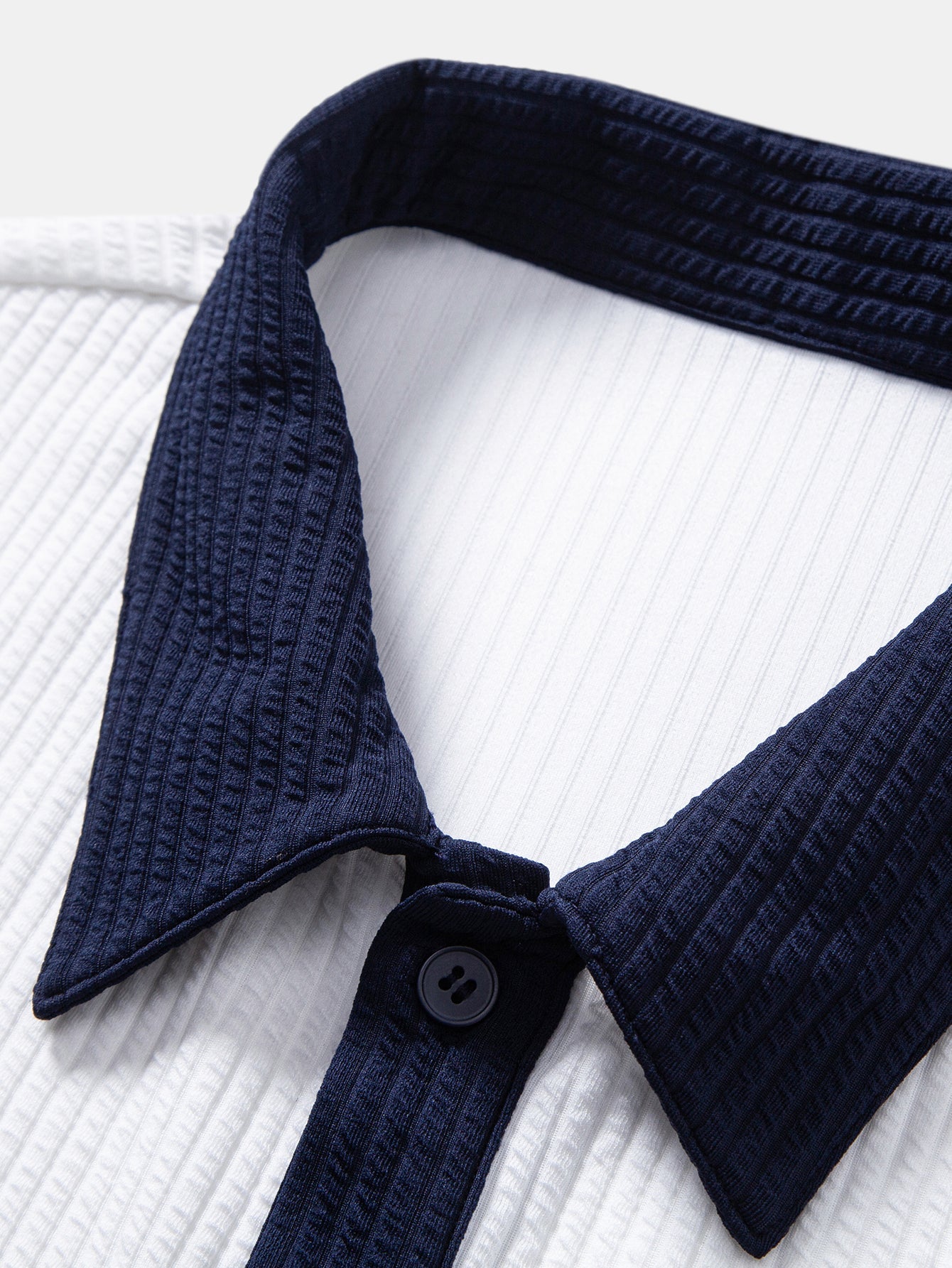 Contrast Ribbed Button Up Shirt & Straight Leg Ribbed Pants