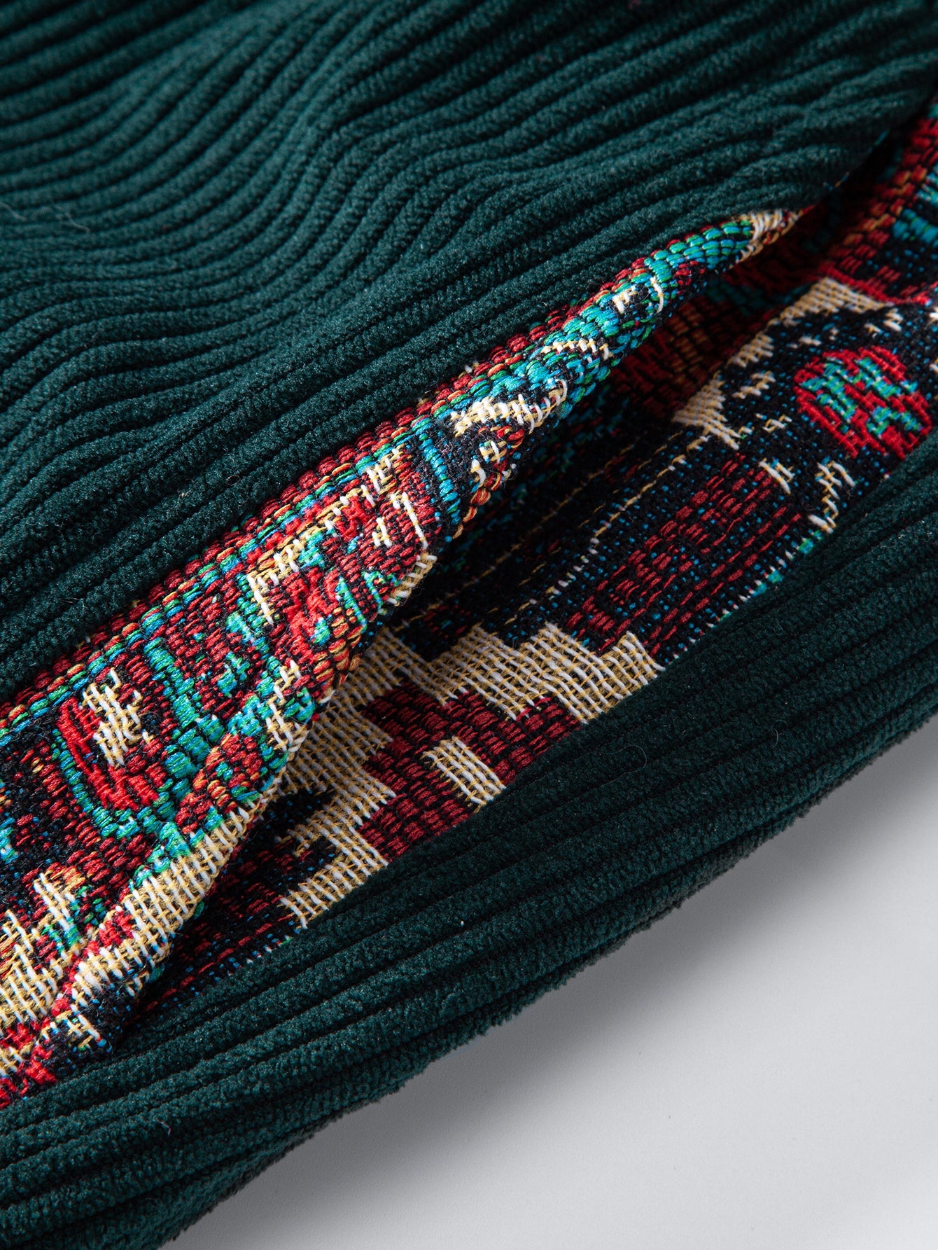 Ethnic Geometric Jacquard Patchwork Corduroy Shorts