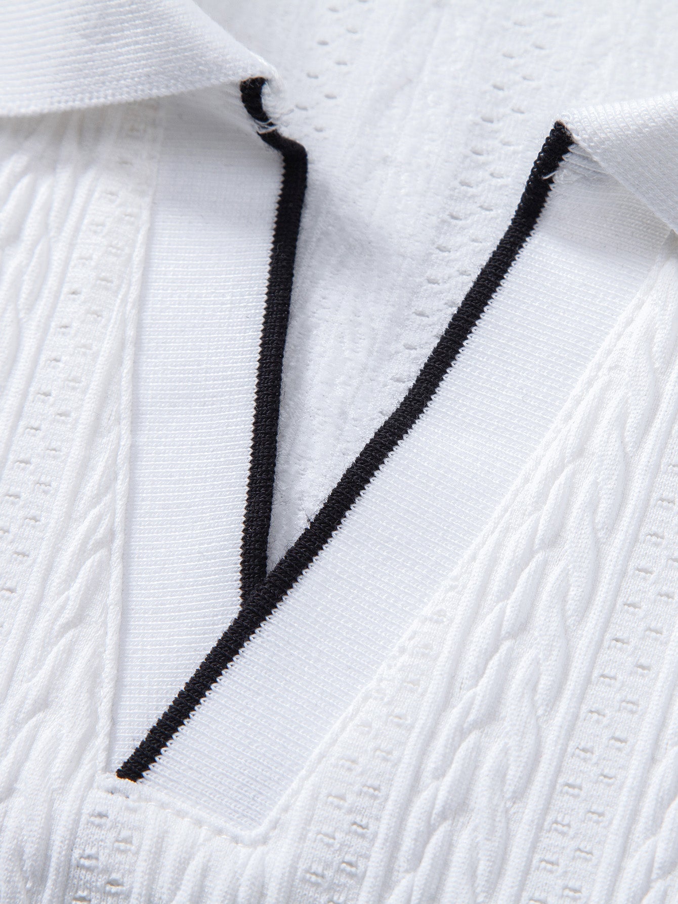 Geometric Jacquard Johnny Collar Polo & Slim Fit Tapered Trousers