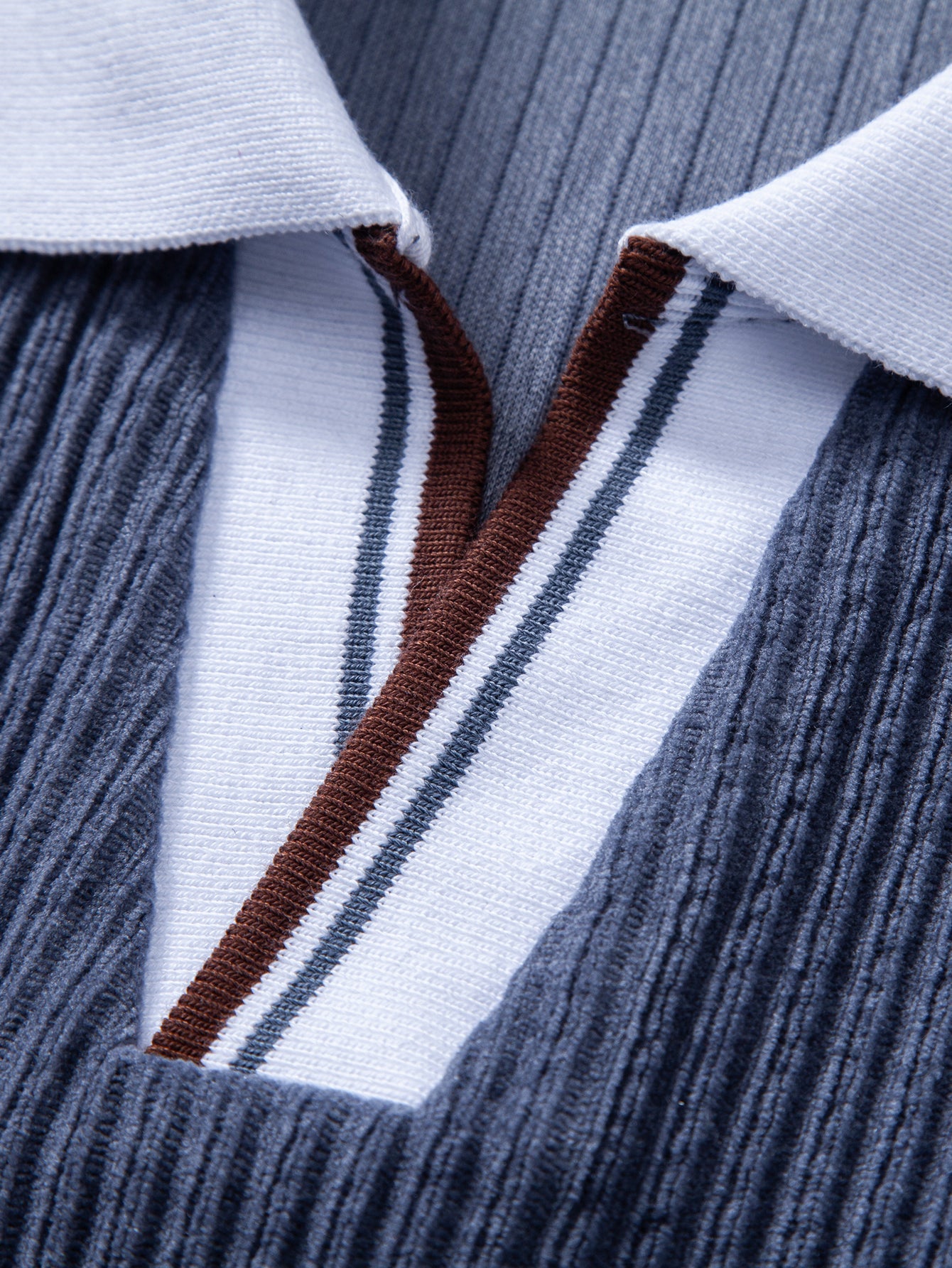 Contrast Trim Johnny Collar Polo Sweatshirt