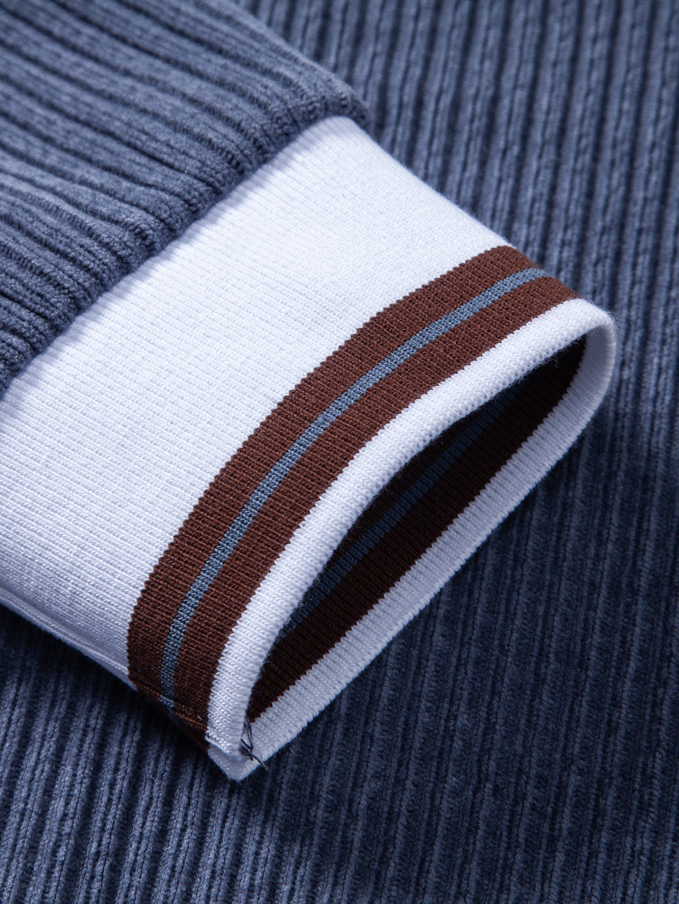 Contrast Trim Johnny Collar Polo Sweatshirt