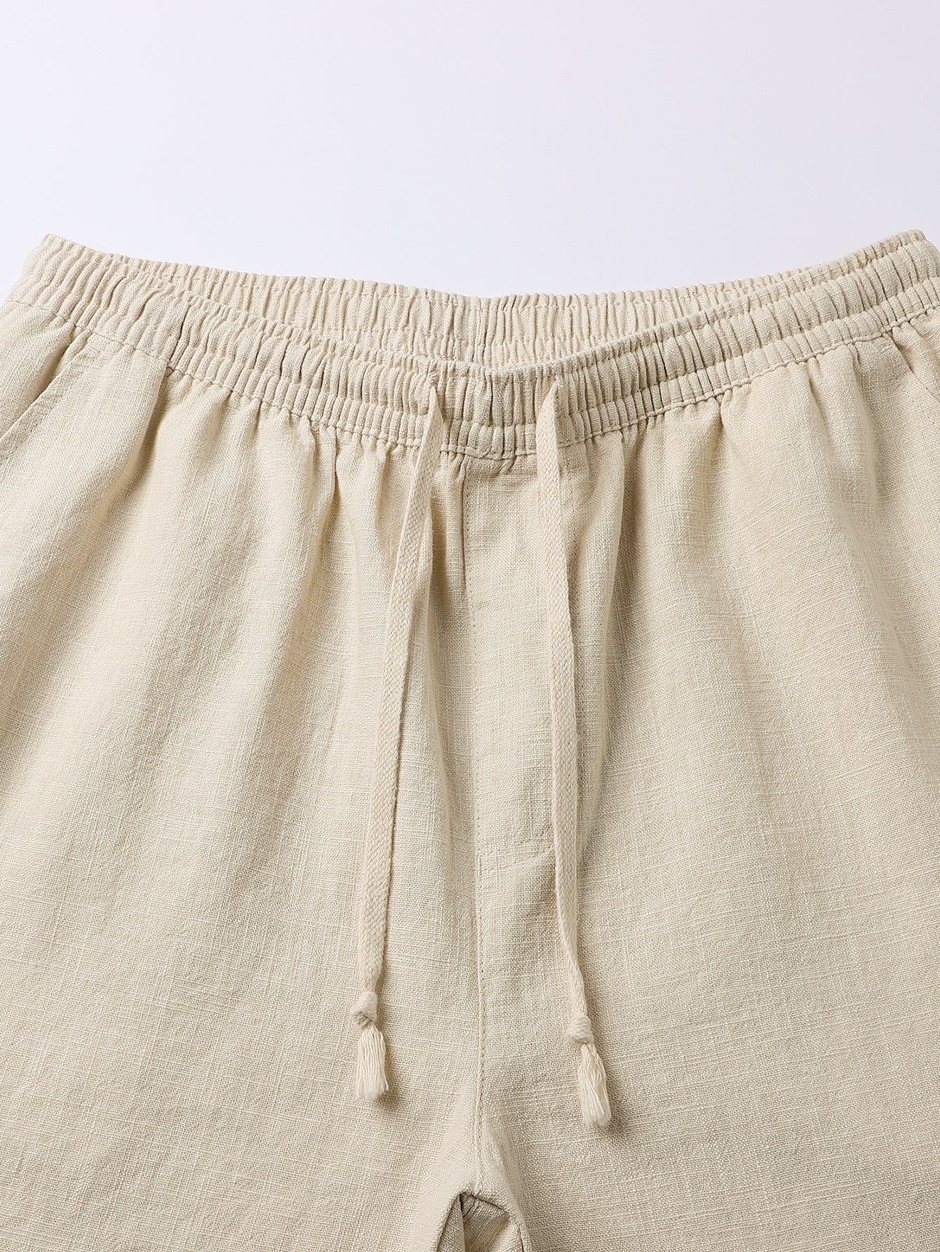Linen Cotton Blend Drawstring Shorts
