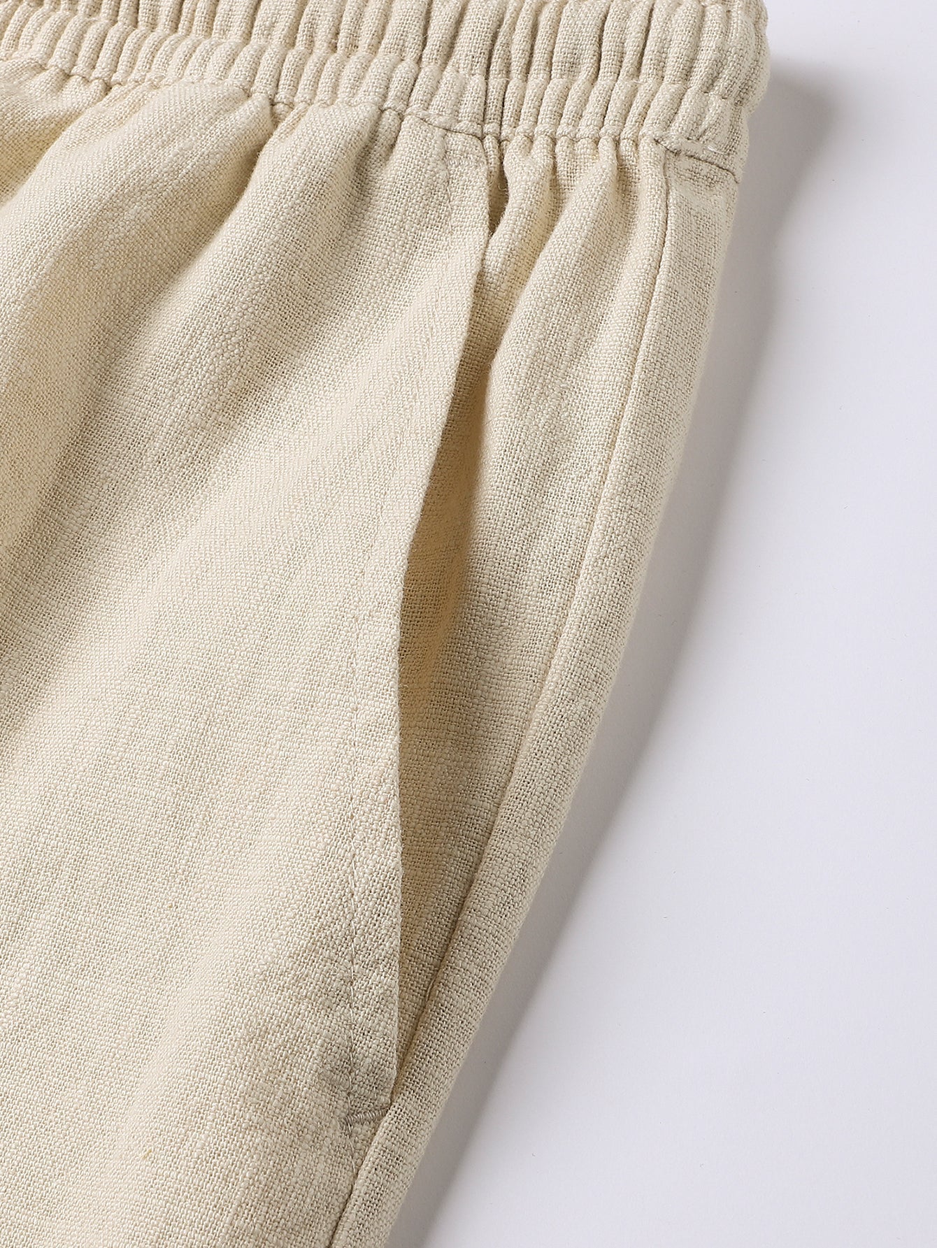 Linen Cotton Blend Drawstring Shorts