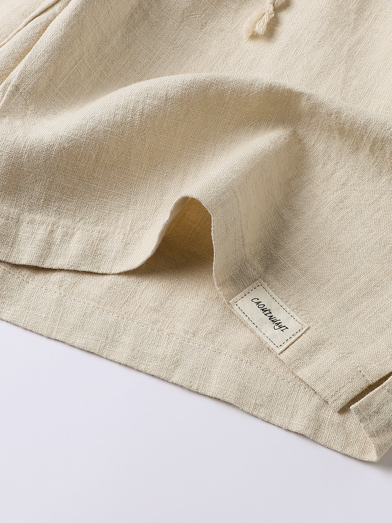 Linen Cotton Blend Drawstring Shorts