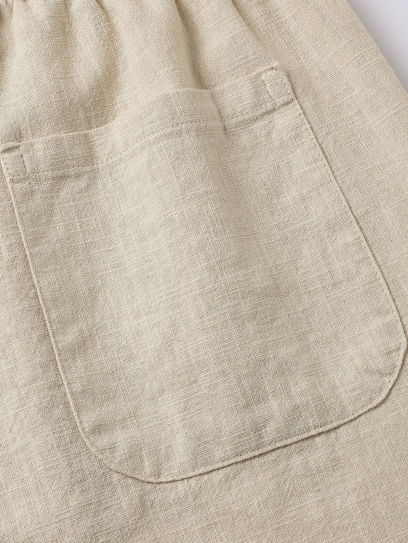 Linen Cotton Blend Drawstring Shorts