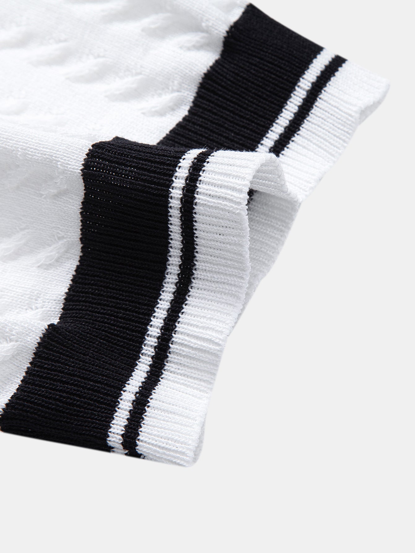 Contrast Trim Textured Johnny Collar Knit Polo