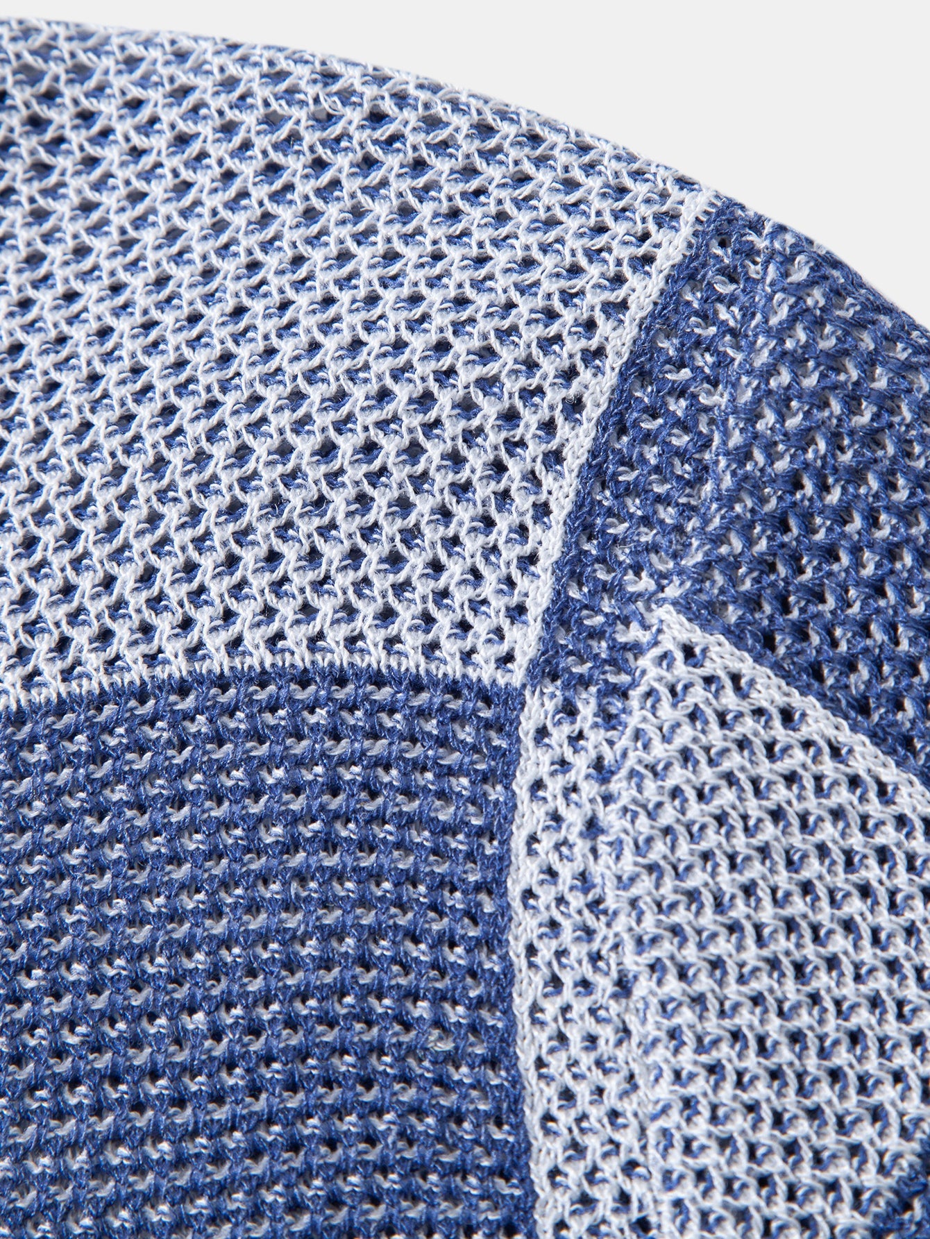 Checkerboard Crocheted Zipper Knit Polo