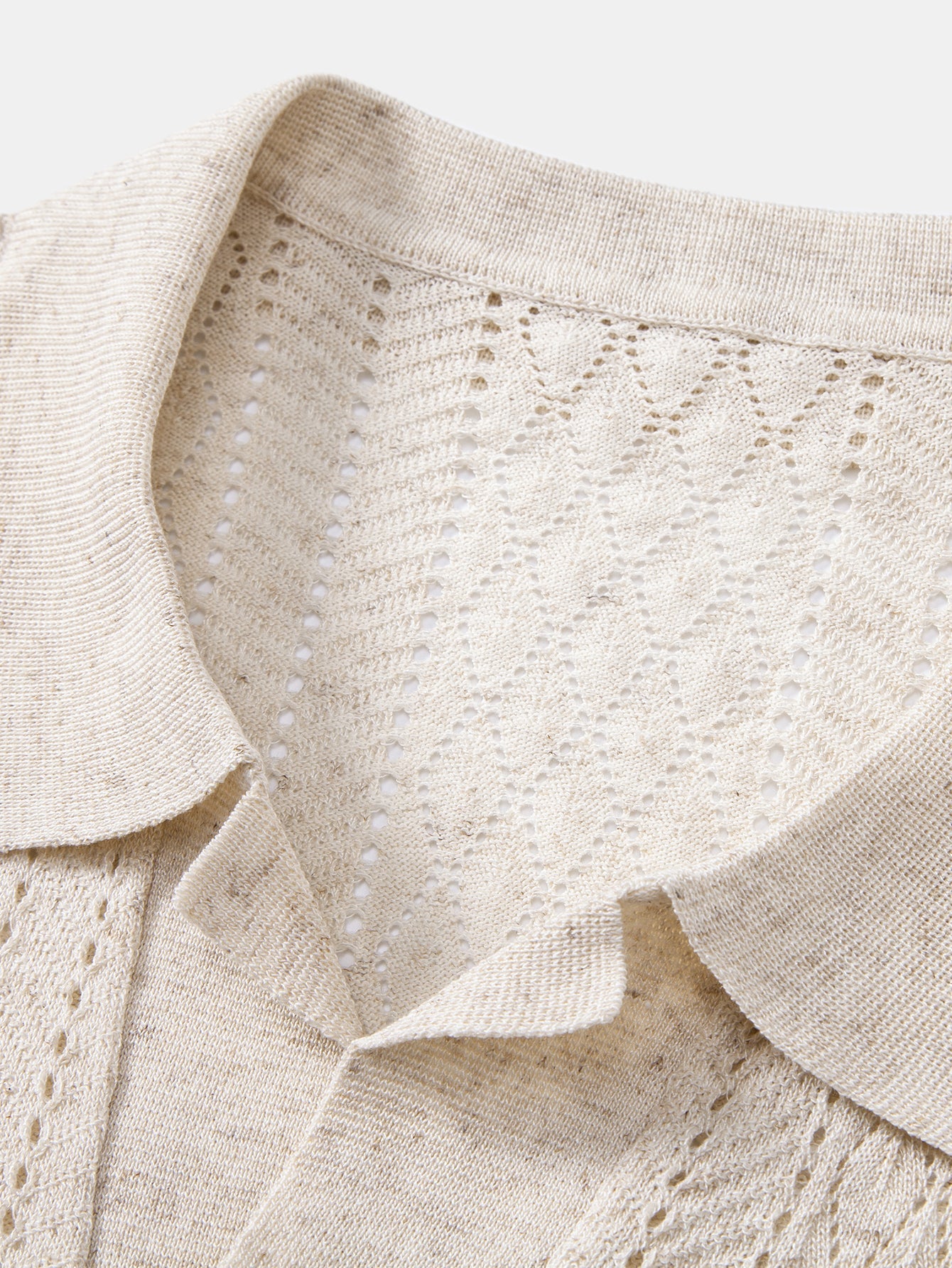 Geometric Open Knit Polo