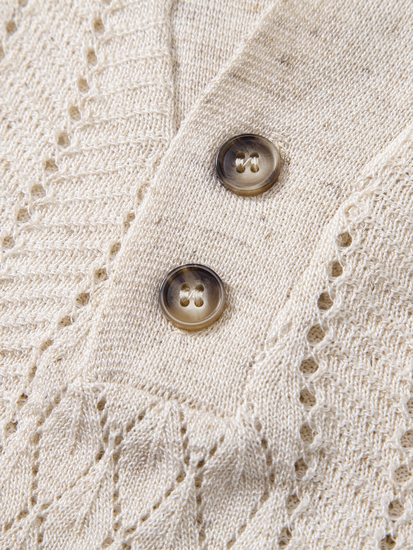Geometric Open Knit Polo