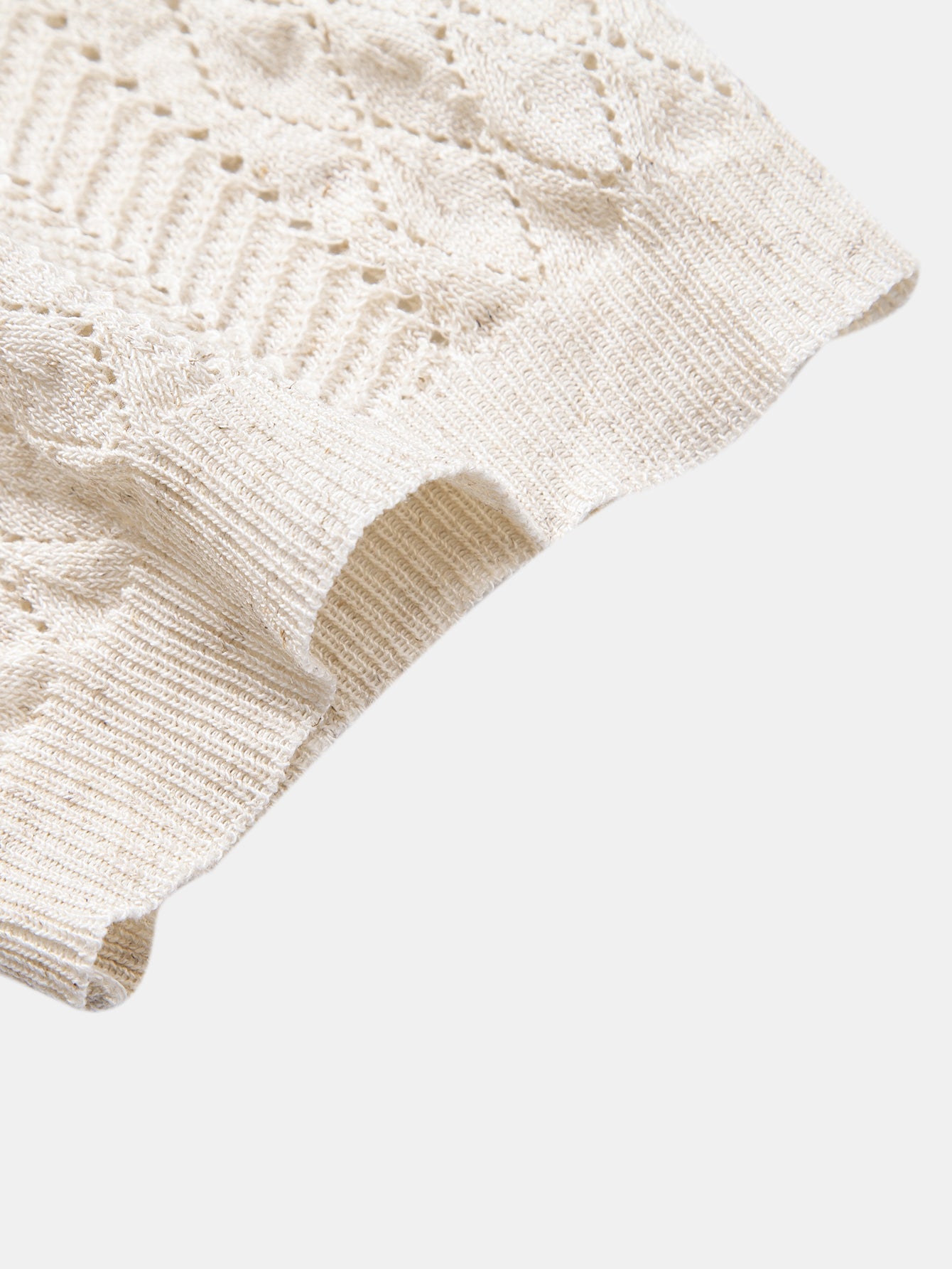 Geometric Open Knit Polo