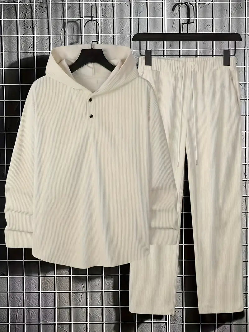 Men’s Solid Corduroy Hoodie & Jogger Set