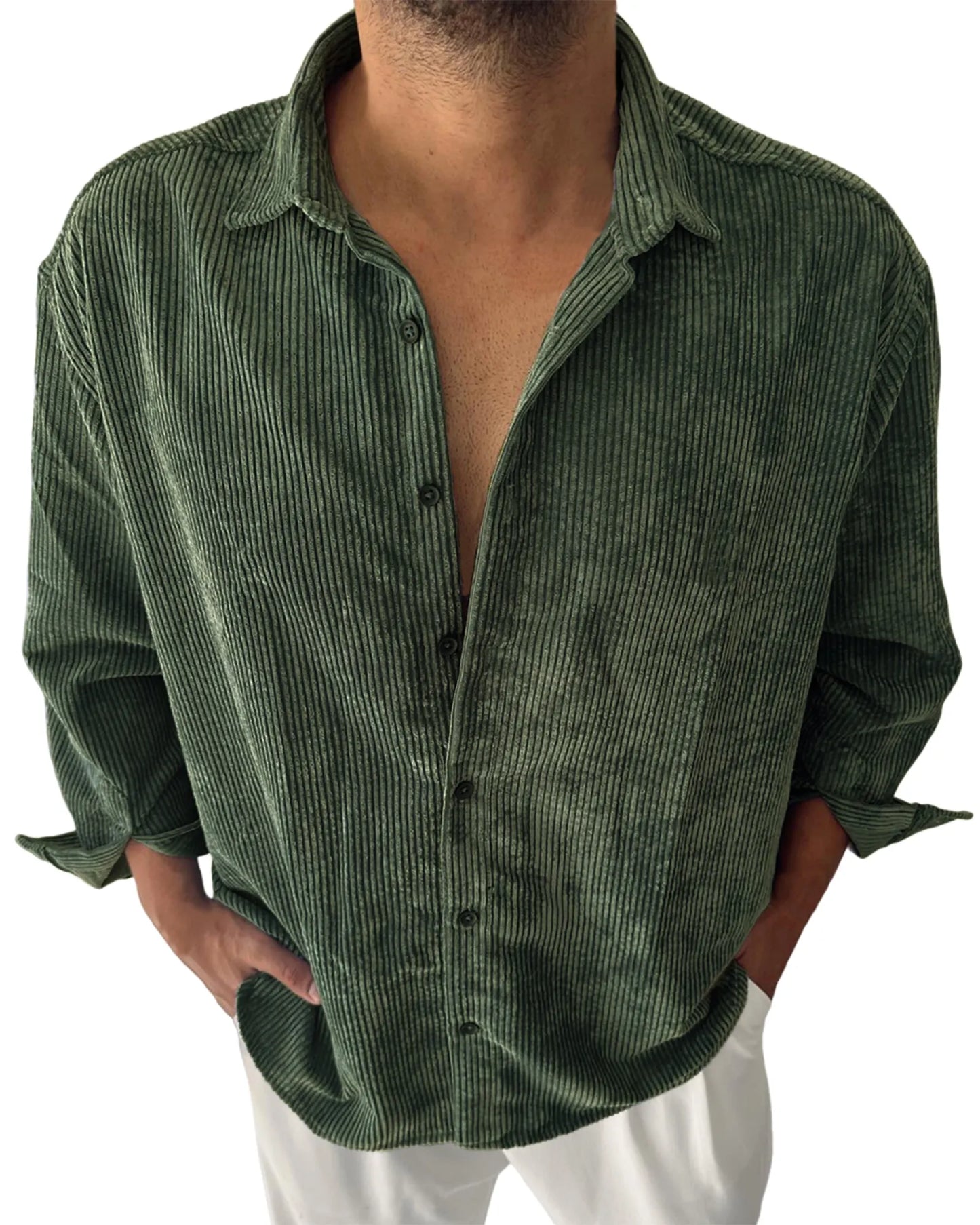 Men's Corduroy Stylish Casual Button Lapel Everyday Shirt