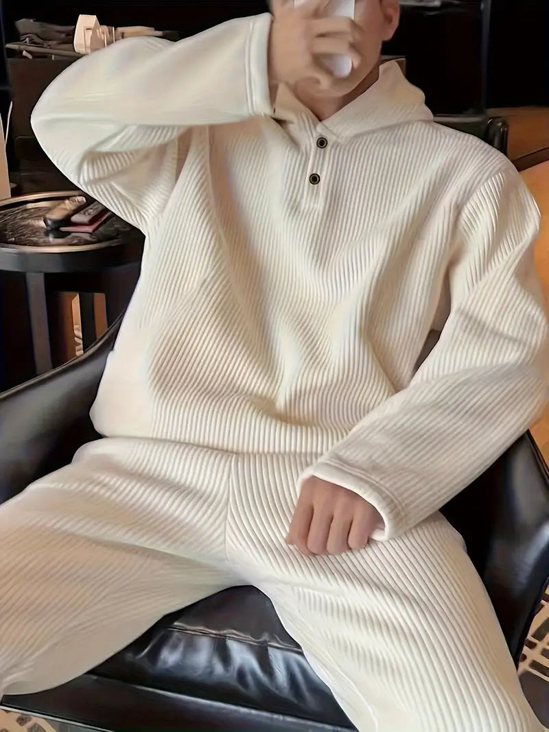 Men’s Solid Corduroy Hoodie & Jogger Set