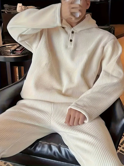 Men’s Solid Corduroy Hoodie & Jogger Set