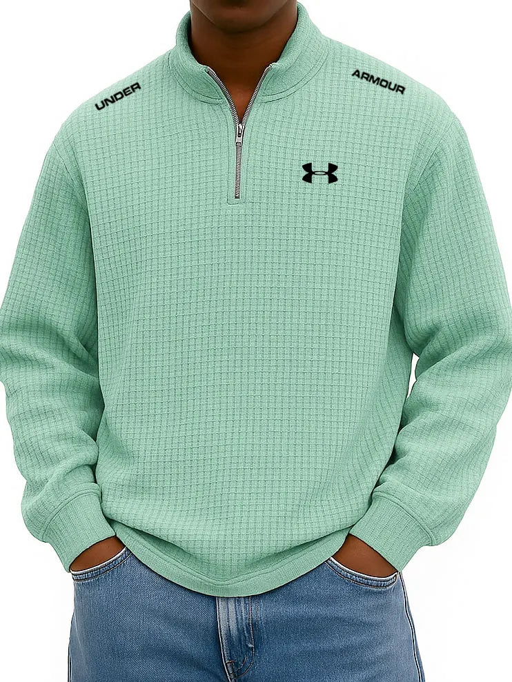 UA™  Men’s Rib-Cuff Quarter-Zip Top – Cozy Waffle Texture, Everyday Casual Fit
