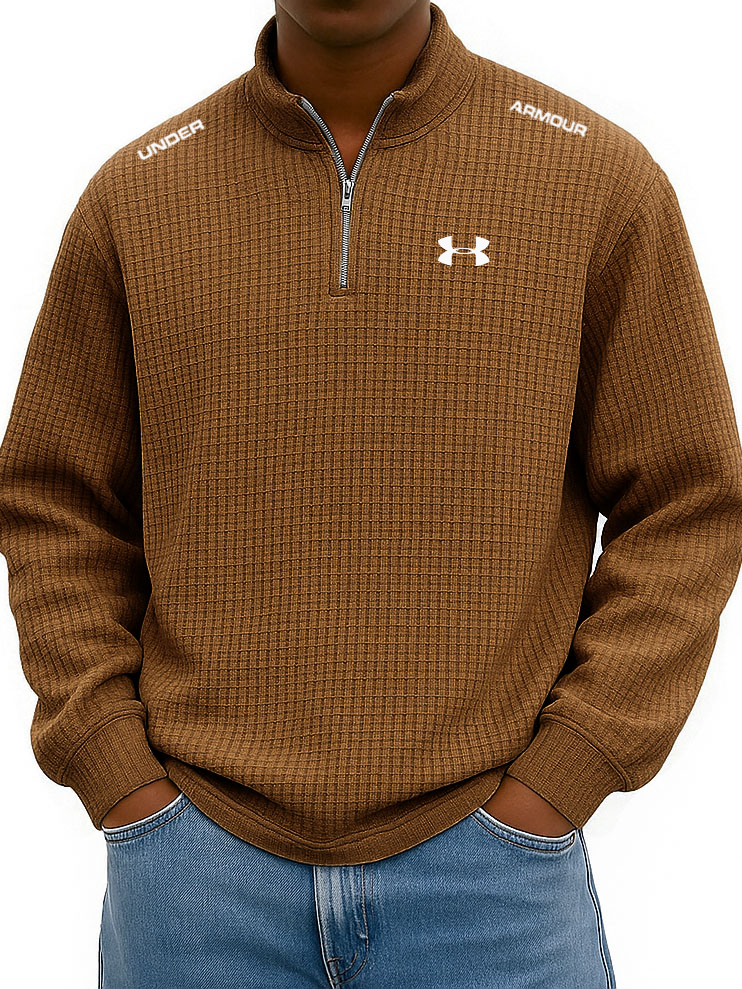 UA™  Men’s Rib-Cuff Quarter-Zip Top – Cozy Waffle Texture, Everyday Casual Fit