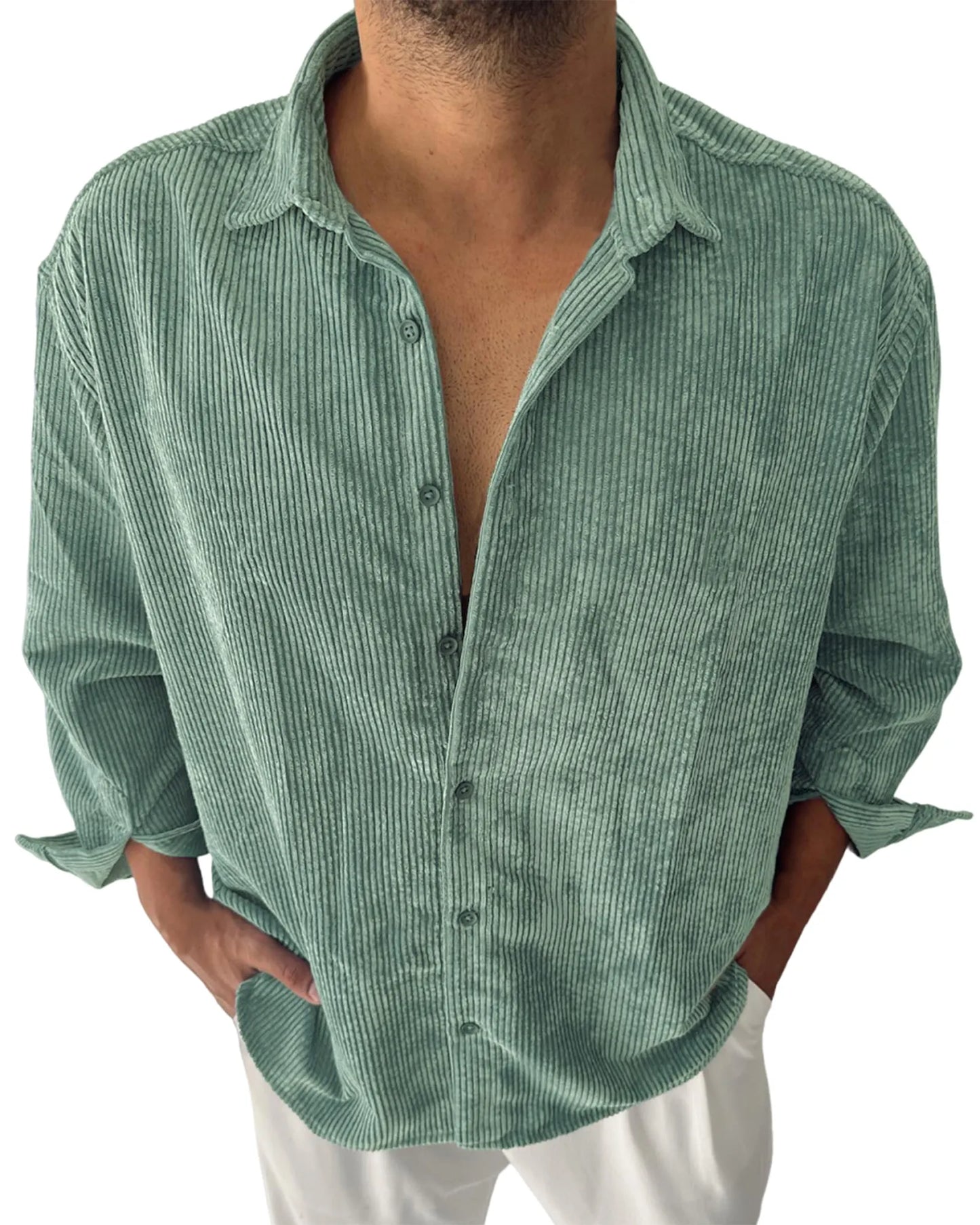 Men's Corduroy Stylish Casual Button Lapel Everyday Shirt