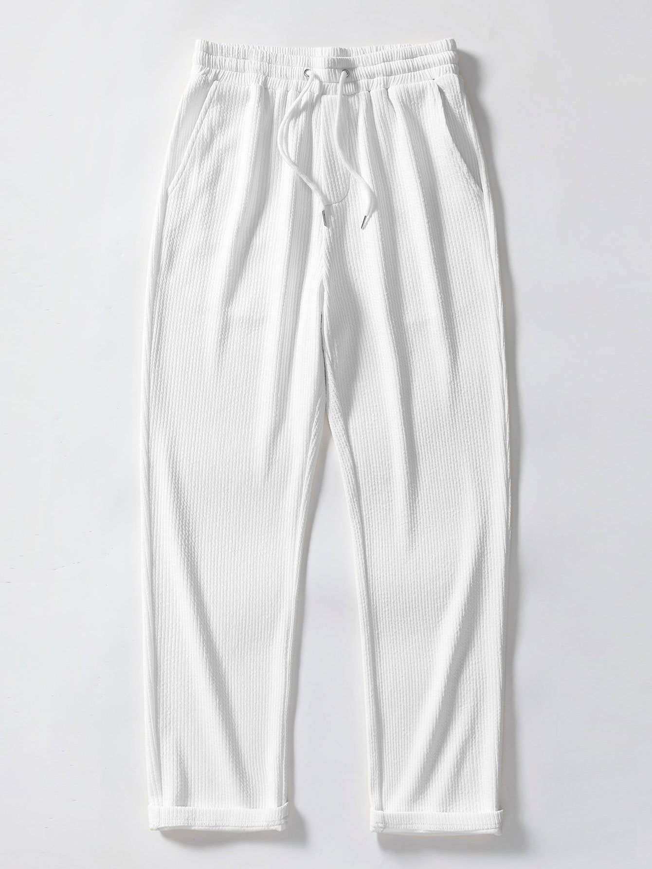 Stripe Button Up Knit Shirt & Straight Leg Ribbed Pants