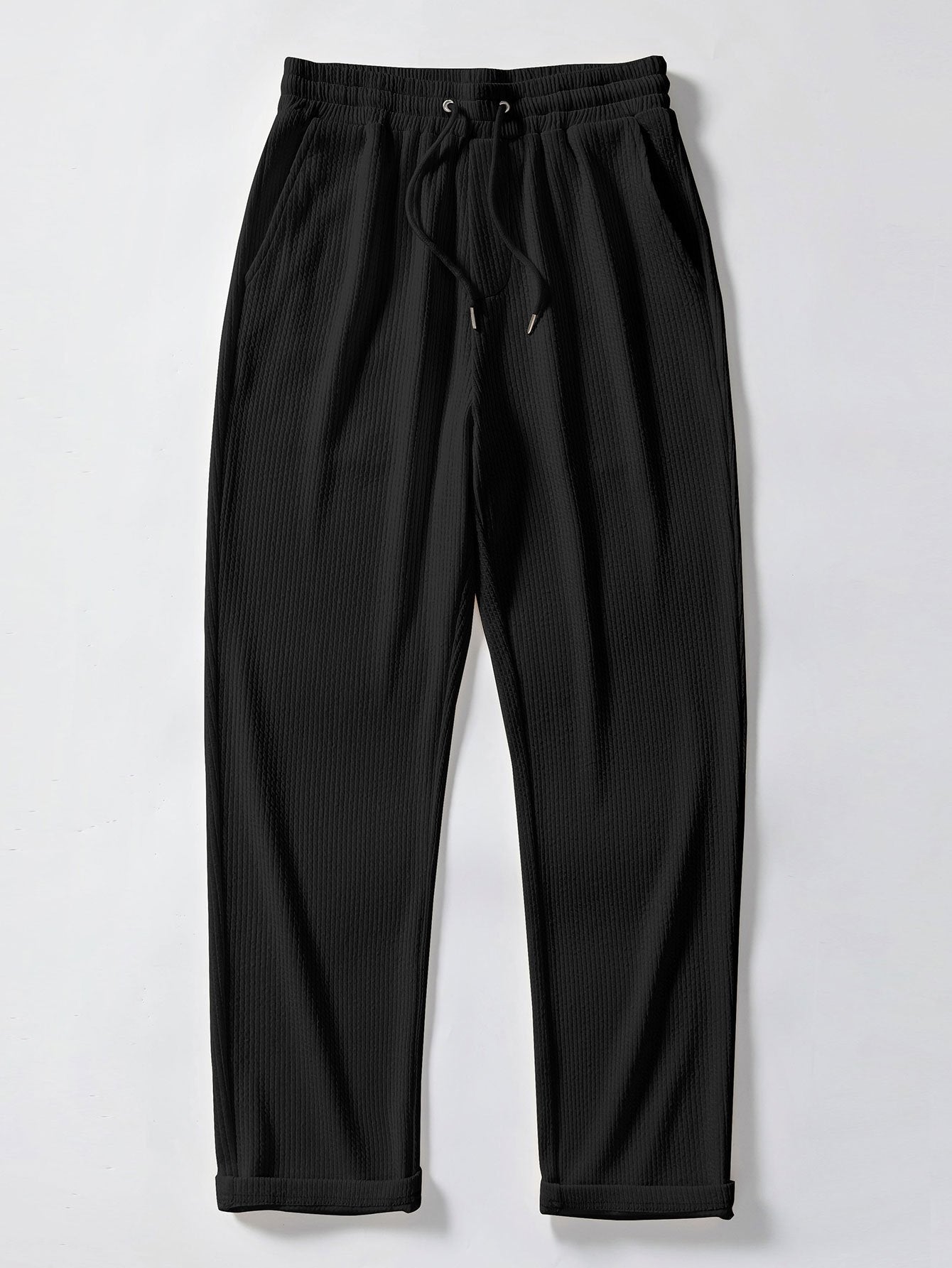 Ribbed Mock Neck T-Shirt & Straight Leg Ribbed Pants